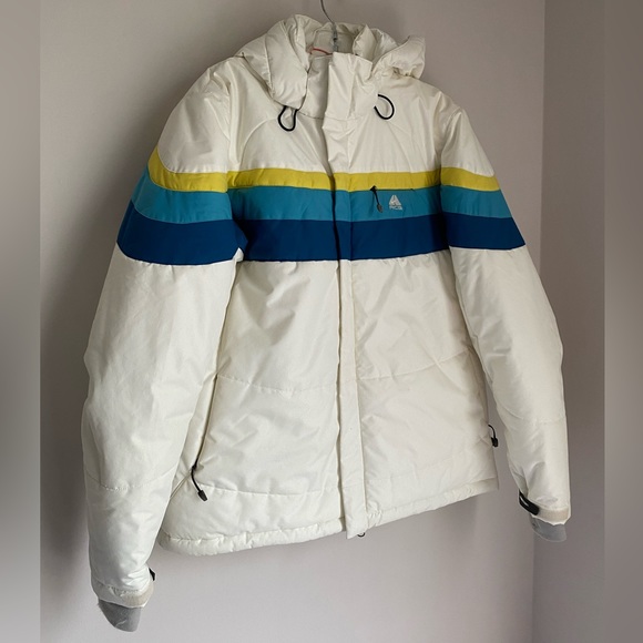 Nike ACG Fitstorm Womens Retro Blue Yellow Stripe 90s Sz XL *RARE SHINEY LINING - Picture 2 of 12